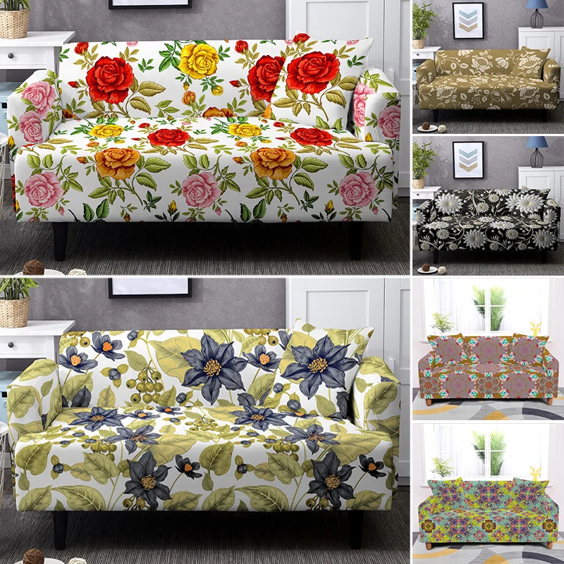 Vintage Flowers All-cover Sofa Cover For Living Room 1/2/3/4 Seater Universal Size Elastic Slipcover Combination Couch Covers | Дом и сад
