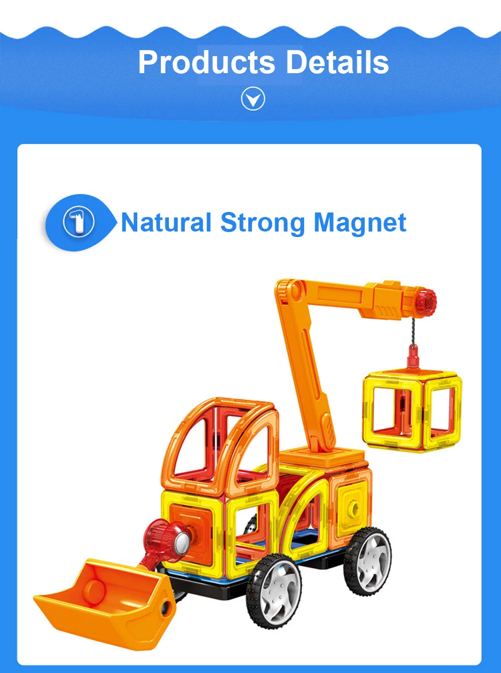 Большой размер экскаватор Магнитный дизайнерский Строительный набор модель и строительные игрушки пластиковый Магнитный конструктор для детей подарок
