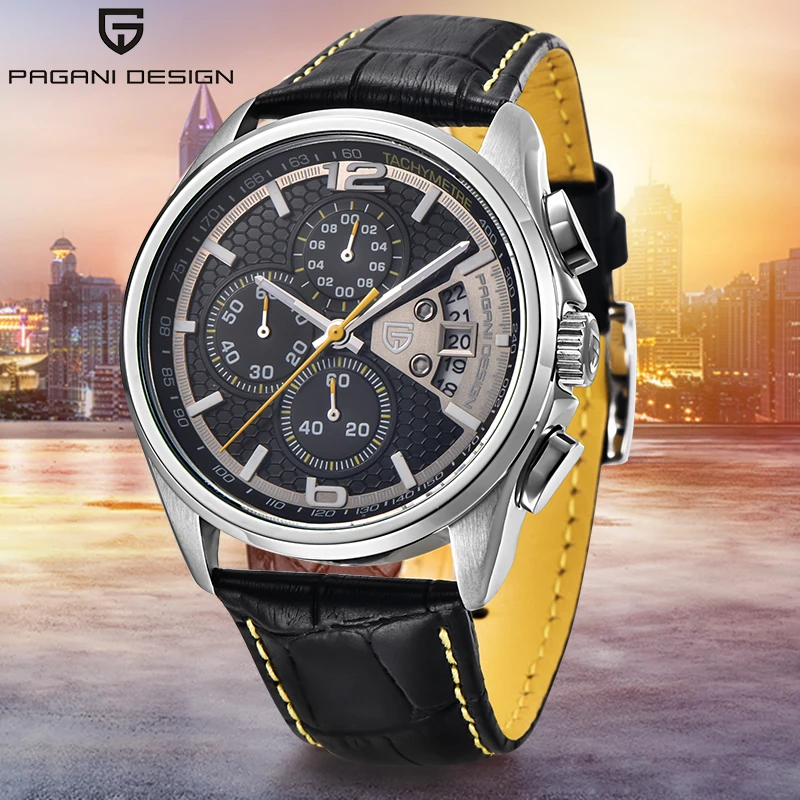 นาฬิกาผู้ชาย PAGANI DESIGN ควอตซ์โครโนกราฟกันน้ำ