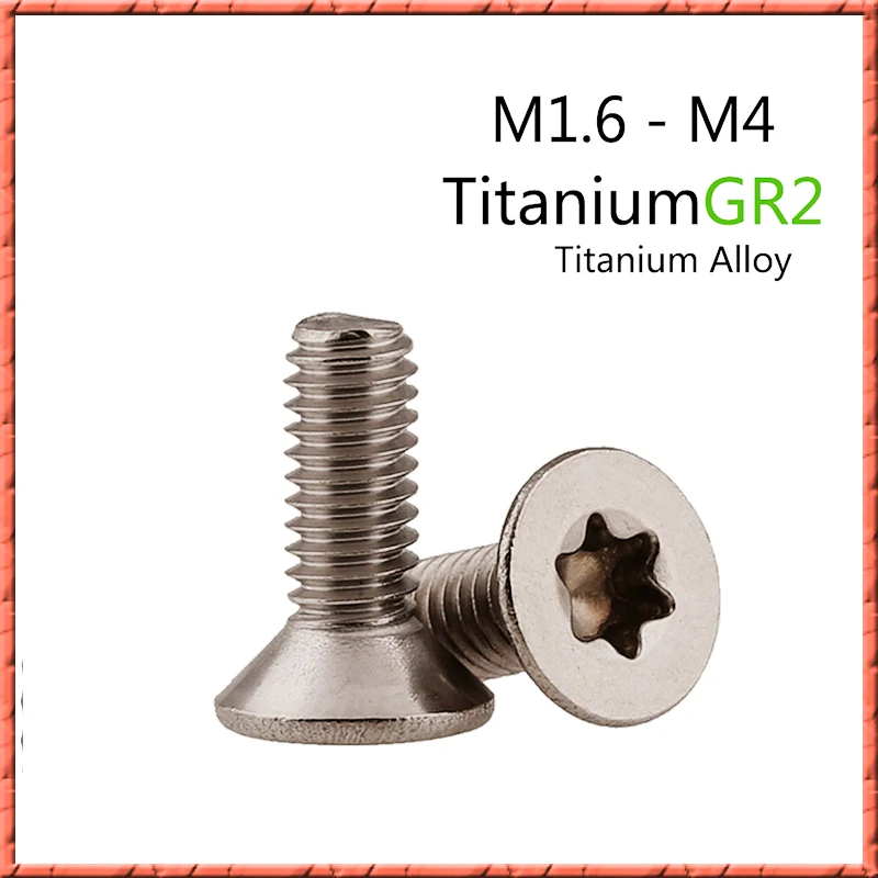50 шт./лот ISO14581 чистый титан GR2 потайная головка torx Винт Titanium blossom шестишнековый