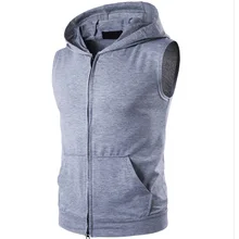 Fashion Brand Men New Style Cool High Street Large Pocket Zipper Ouma Hooded Vest Waistcoat