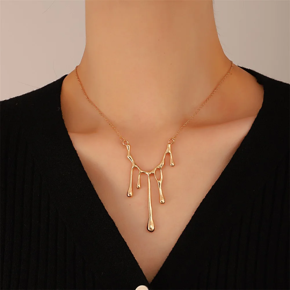 Trend Water Drop Lava Pendant Necklace 