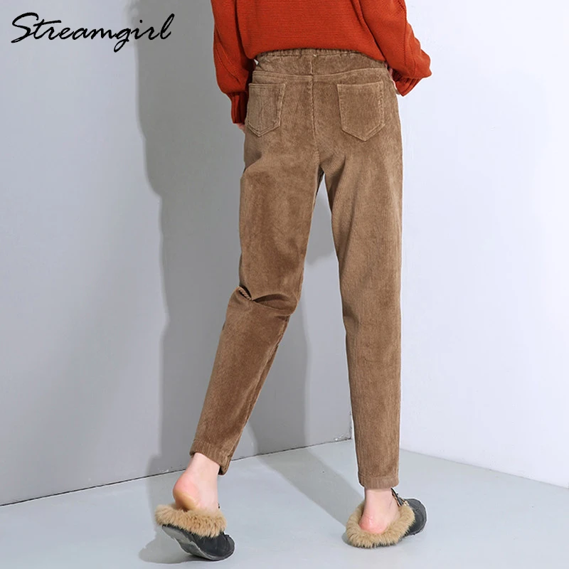 Autumn Winter Corduroy Pants Women High 