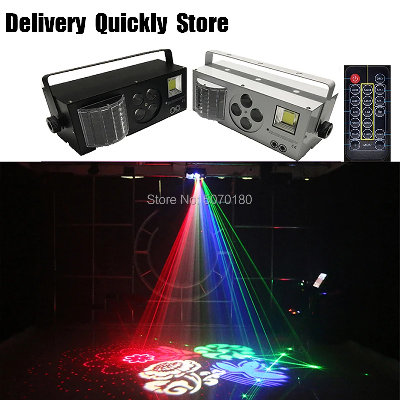 Dj светодиодный лазерный стробоскоп Gobo 4 в 1 эффект света с пультом дистанционного