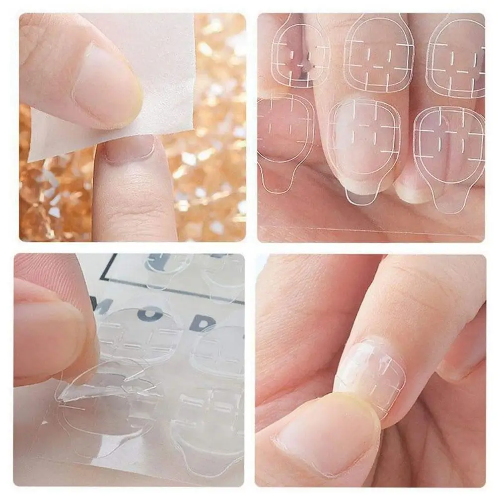 

10 Sheets(240Pcs) Clear False Nail Tips Double Side Jelly Adhesive Sticky Tools Glue Tape Nails Gel Fake Sticker Glue Tape O7D2