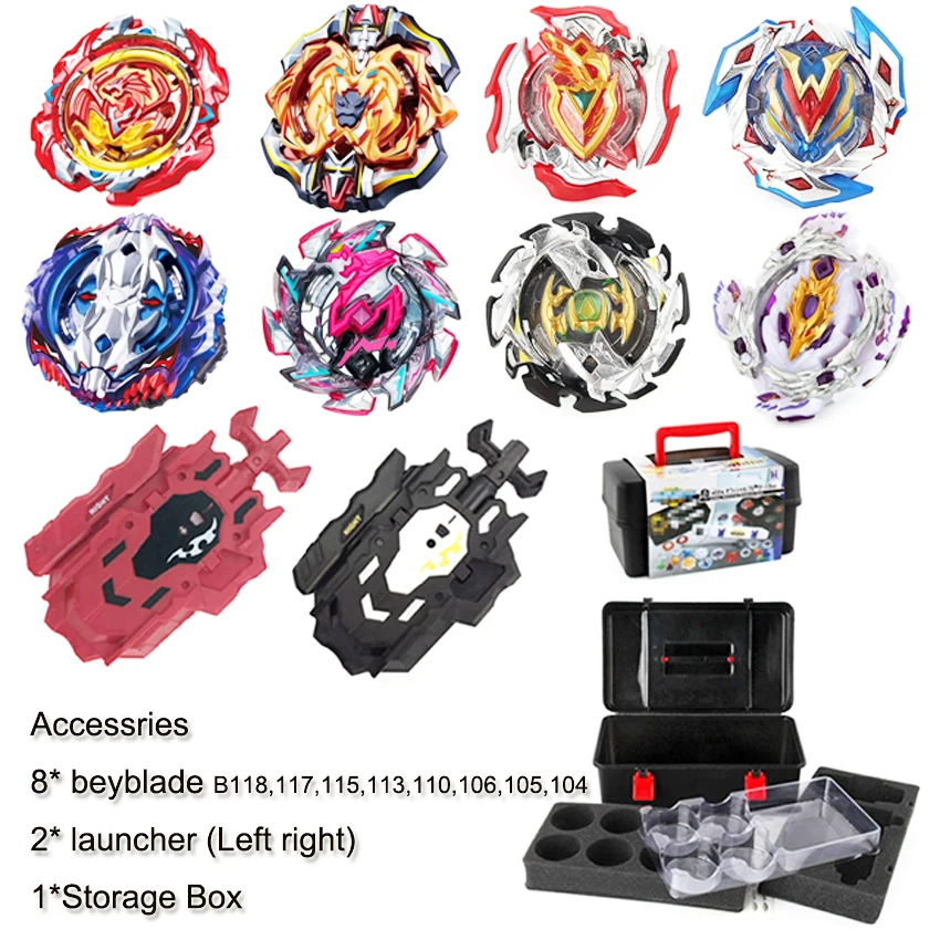 

Top Beyblades Burst Bey Blade Toy Metal Funsion Bayblade Set Storage Box With Handle Launcher Plastic Box Toys For Children