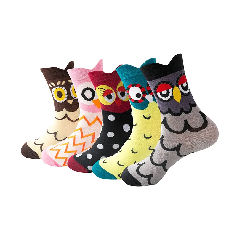 

Autumn and winter happy funny unisex socks kawaii cute novelty ladies socks cartoon owl three-dimensional ears novelty gift