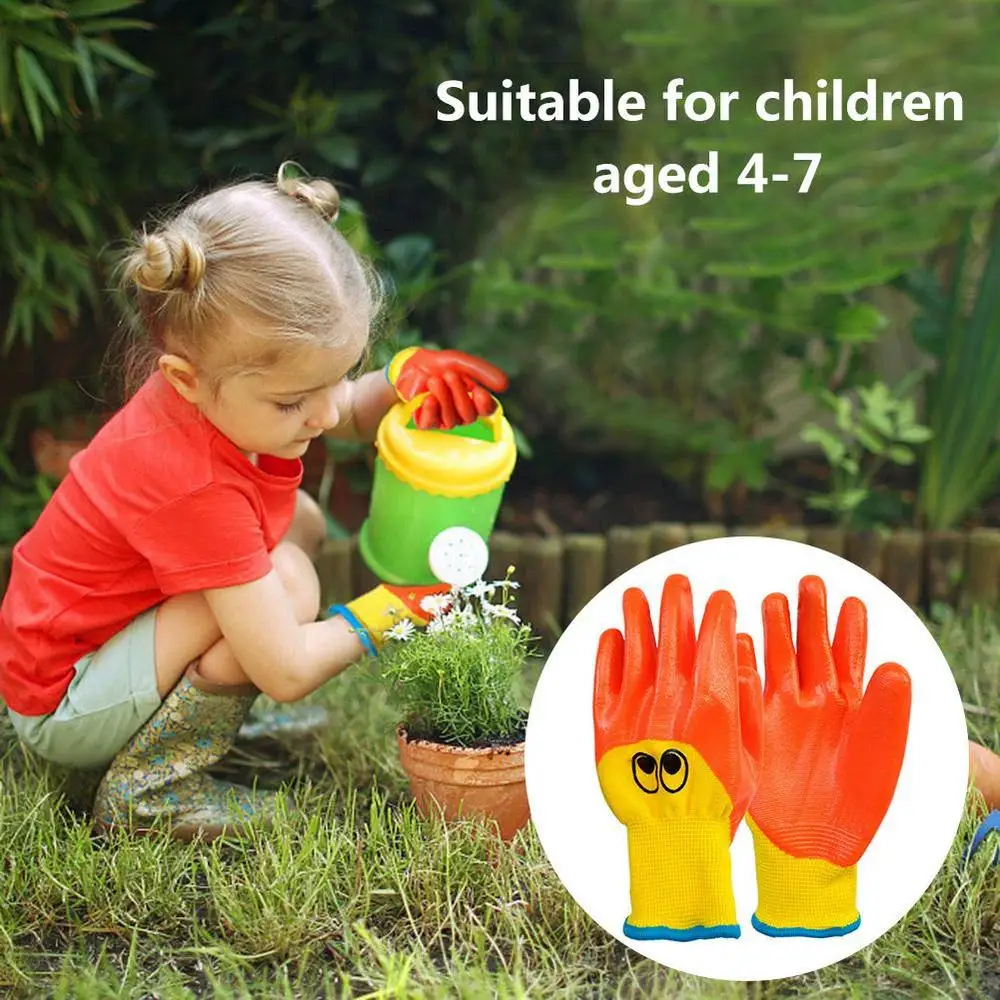 Guantes de jardinería transpirables para niños, resistentes al aceite, antideslizantes, resistentes al agua, resistentes a salpicaduras, para trabajo manual