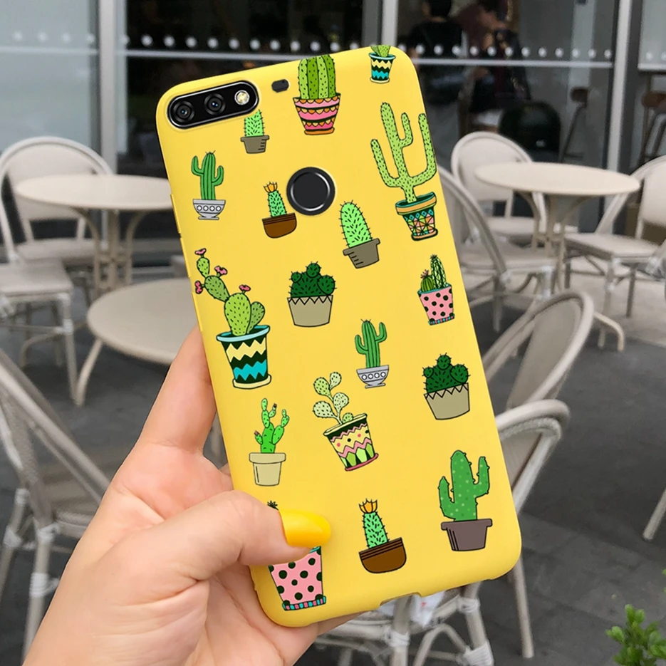 molle phone pouch For Huawei Y7 2018 Case Honor 7C Cute Candy Painted Cover Soft Silicone Phone Cases For Huawei Y7 Prime 2018 Honor7C Cover Coque phone pouches Cases & Covers
