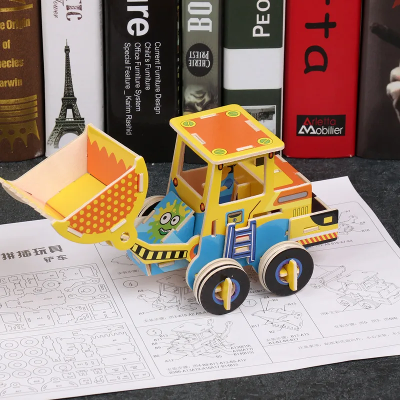 Деревянный Детский 3D инженерный автомобиль собранная модель DIY образовательный пазл ручной работы, собранные игрушки