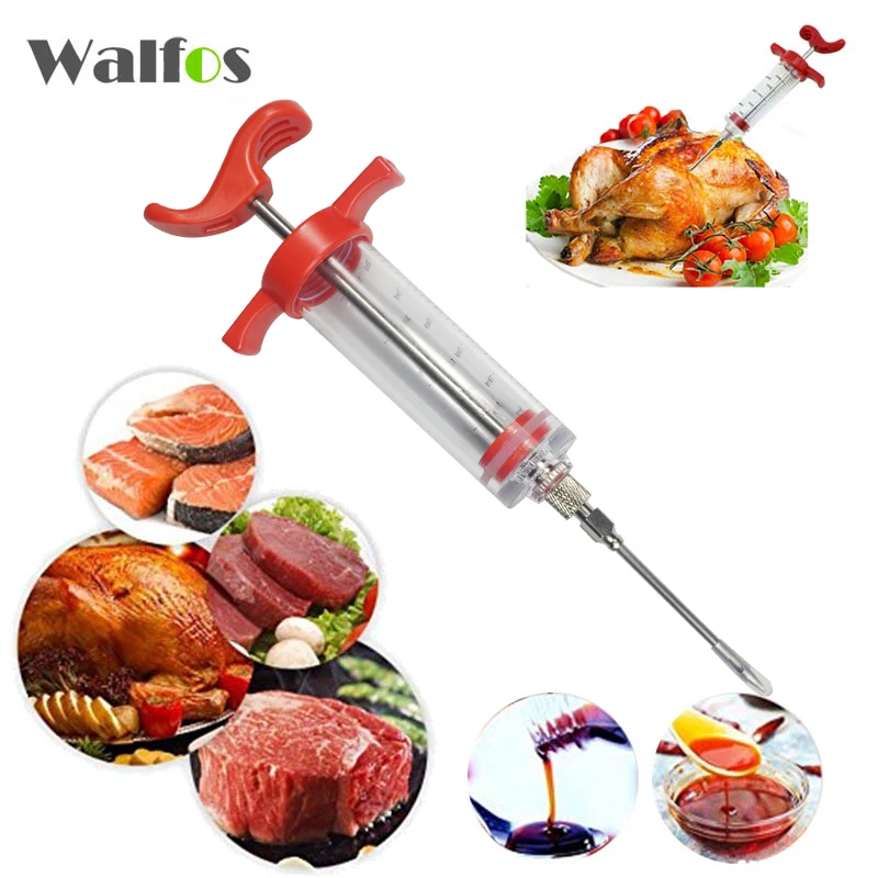 

WALFOS high quality Professional Meat Marinade Injector Flavor Syringe For Poultry Turkey Chicken Grill Cooking BBQ Tool
