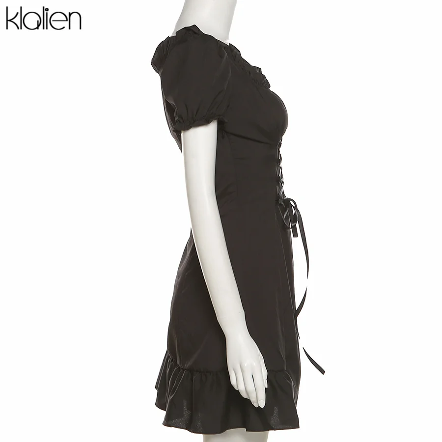 KLALIEN Fashion Elegant Bow White Female Mini Dress Summer Party Birthday Festival Cute Sexy French Romantic Silk Dress Women