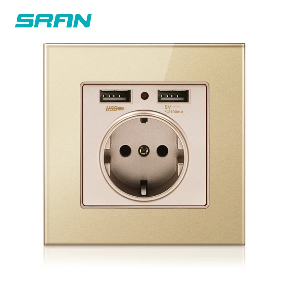 Европейская розетка SRAN с Usb портом для зарядки электрическая прозрачной