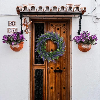 

Lavender Wreath Artificial Green Leaves Flower Wreath for Front Door Wedding Party Decor