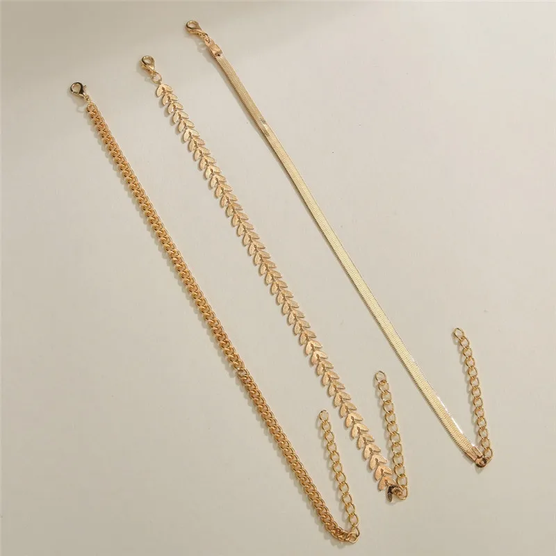 Ankle Chains Fashion Accessories 3pcs/set Gold Color Simple Chain Anklets For Women Beach Foot Jewelry Leg Chain Ankle Bracelets Women Accessories