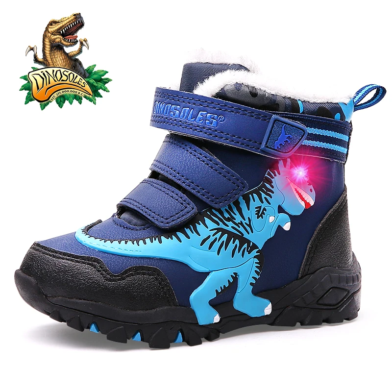 Dinoskulls Kids 2020 зимние ботинки для мальчиков с подсветкой T Rex модные новые детские