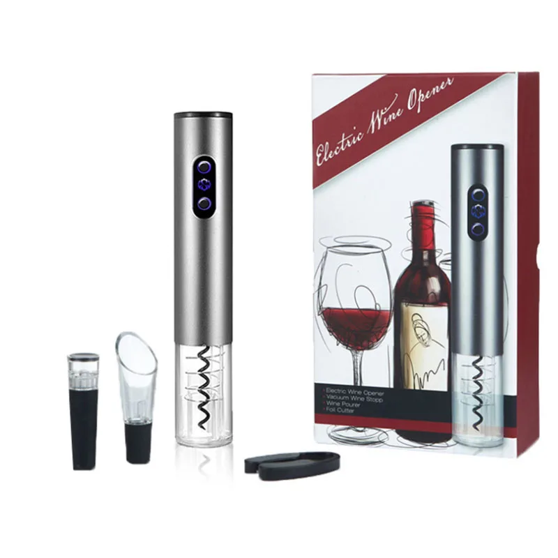 

Electric Bottle Opener Set Home Wine Bottle Opener Four Set Wine Opener(Battery Models)-Silver Grey