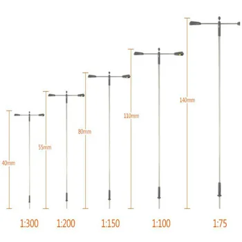 20pcs 1:75-200 Scale Model Railway Train Lamp Post Street Lights LED 3V Miniature Models Building Scenery