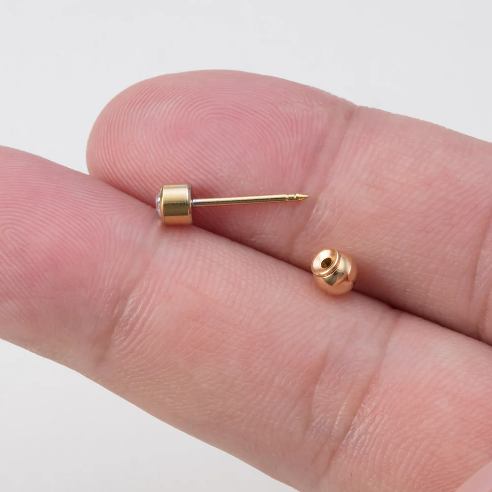 Pair Gold Plated Ear Safety Back Backstops Surgical Steel Earring