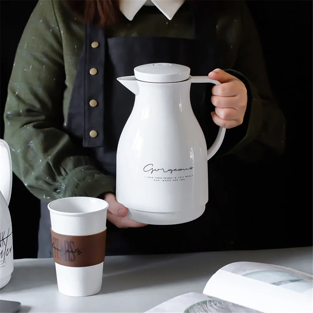 

Glass Thermos Kettle Insulation Bottle Vacuum Flask Large Capacity Water Pot Home Office Coffee Pot Hot Water Tea Pot 900ML