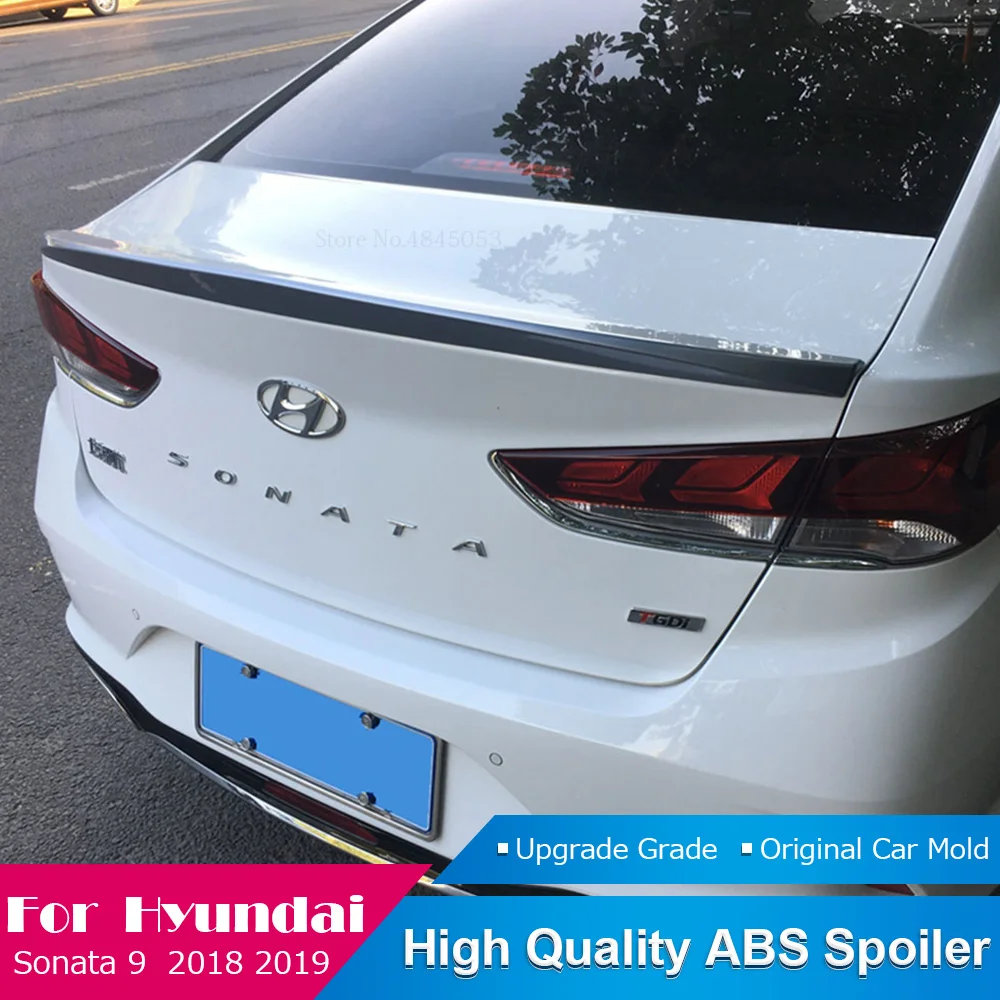 Черный спойлер для Hyundai Sonata 9 2018 2019 высококачественный из АБС пластика