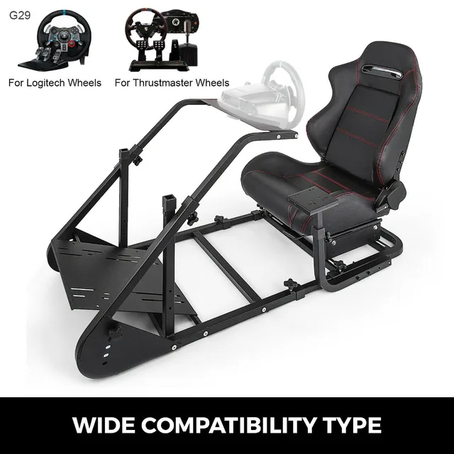 MoNiBloom Racing Simulator Cockpit with Gaming Seat Fit for Logitech G25,  G27, G29, G920 Thrustmaster TX F458, T500RS, T300RS, PS5 Xbox Steering  Wheel Stand, Black 