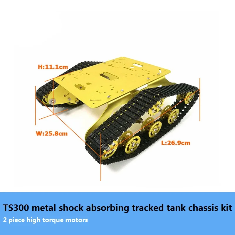DIY TS300 Metal Shock Absorbing Tracked Tank Chassis Kit Smart Crawler Robot With High Torque Motor Speed Feedback Unassembled