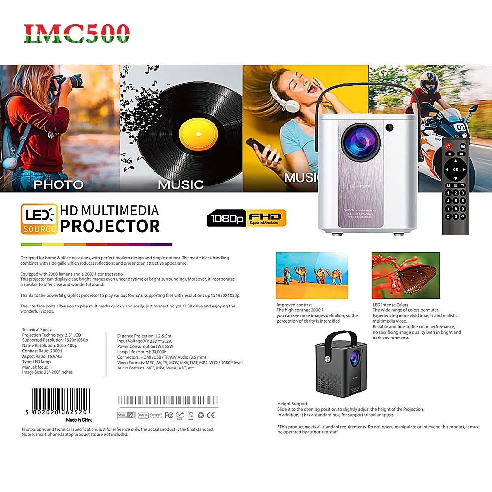 C500 светодиодный 4000 люмен проектор Поддержка 1080P Full HD мини Android 10 WIFI Proyector домашний