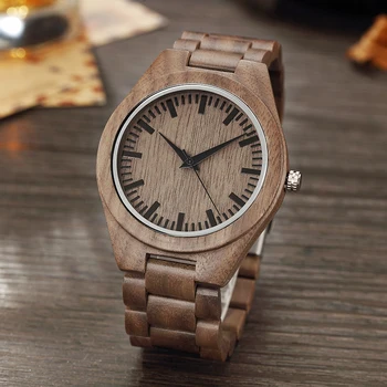 

Retro Brown Walnut Wood Quartz Watch Business Casual Style Wristwatches Gifts for Men Mens Wrist Top Watches Solid Wooden Band