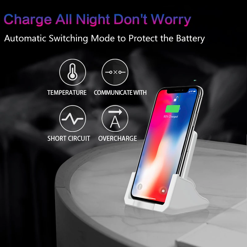 10 Вт Qi Быстрое беспроводное зарядное устройство для iphone X Xs Max Xr 8 plus samsung S10 S9 S8 S7 S6 держатель мобильного телефона Беспроводная подставка для зарядного устройства