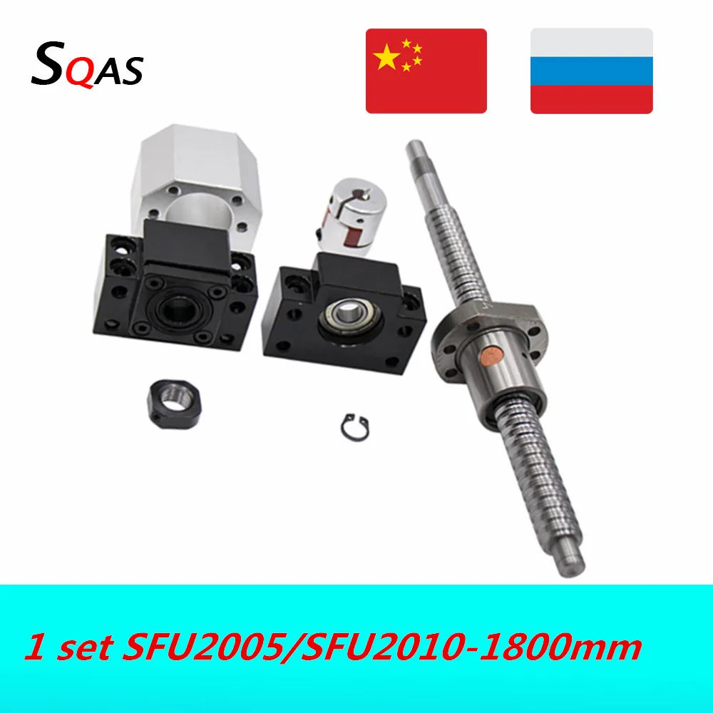 Kit de Parafusos Esféricos Cnc 1800 mm Sfu2010 Sfu2005 Usinado com Bk15 Bf15 Porca Única Mais Carcaça de Porca Mais Acoplamento para Peças Cnc