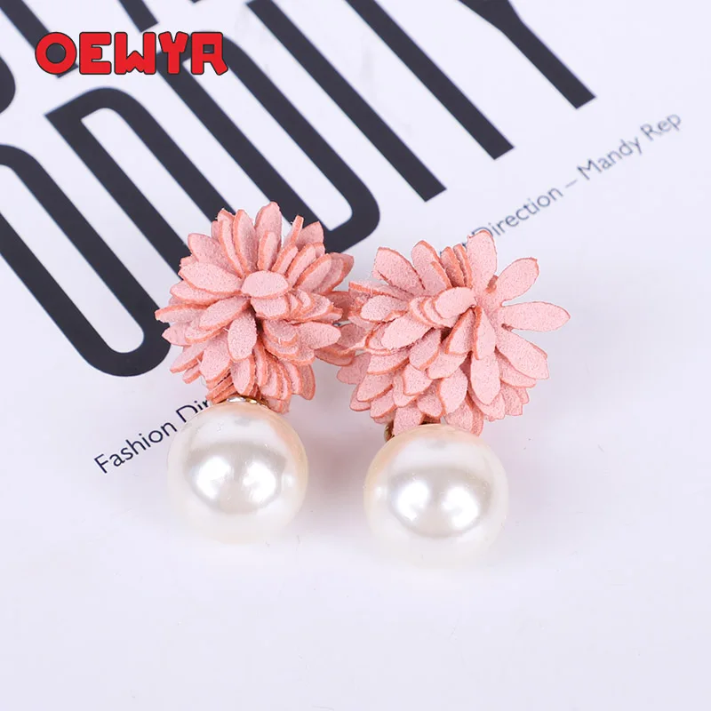 

New Summer Fashion Boho Pearl Woman Earrings Party Rred Flower Dangle Statement Earrings 2019 Colorful Women Jewelry Accessory