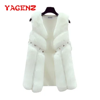 

YAGENZ Faux Fox Fur Vest Women Waistcoat Autumn And Clothes Splicing Short Vest Coat Winter Chalecos Para Mujer Gilet Femme 545