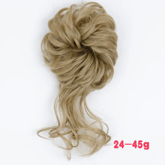 MERISIHAIR Synthetic Girls Curly Scrunchie Chignon With Rubber Band Brown Gray Hair Ring Wrap On Messy Bun Ponytails M-24