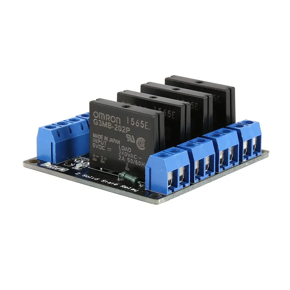 

2 Channel Solid State Relay Module Board High Level Trigger SSR Input 5V DC Output 240V AC 2A Fuse for Arduino PLC Controller
