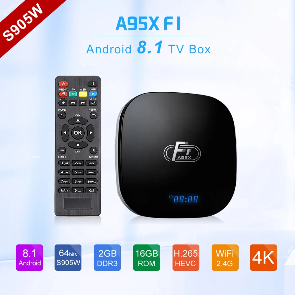  Smart Android 8.1 TV Box 2GB 16GB Amlogic S905W Quad Core Support H.265 4K 30tps 2.4GHz WiFi Media 