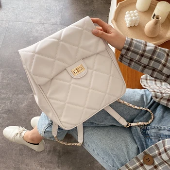 

Korean-style Simple Style High Quality Backpack Ladies PU Leather Embroidery Threads Backpack Girl Fashion Casual Back Pack