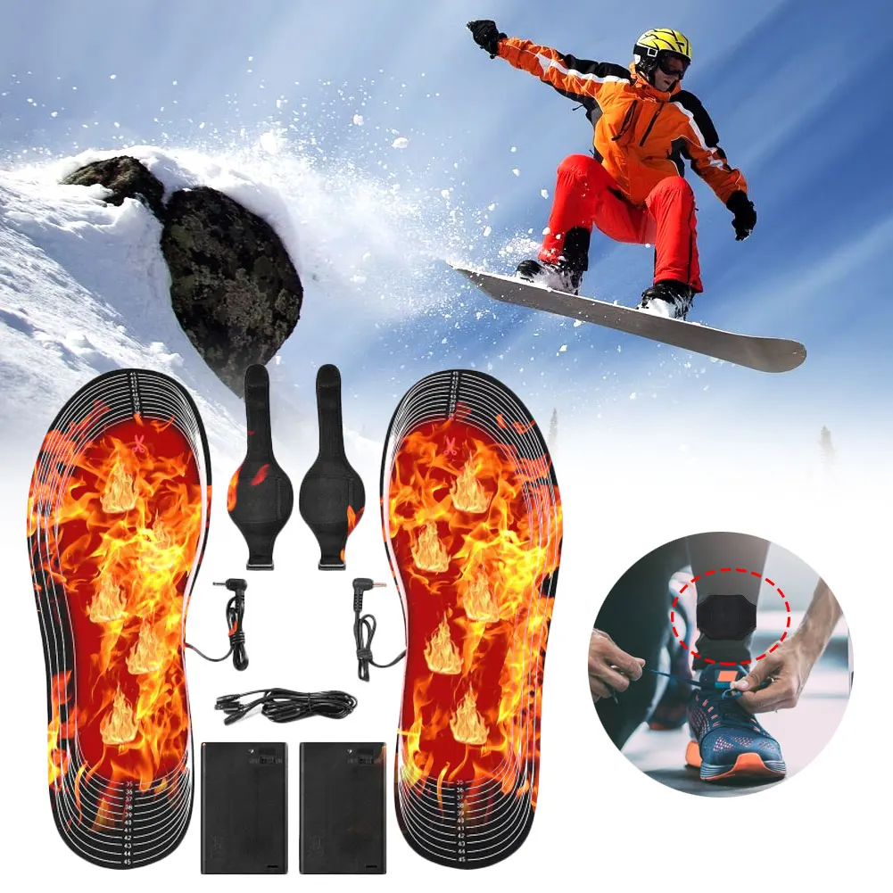 

Cuttable Carbon Fiber Electric Heating Insole Rechargeable 4.5V Battery Box USB