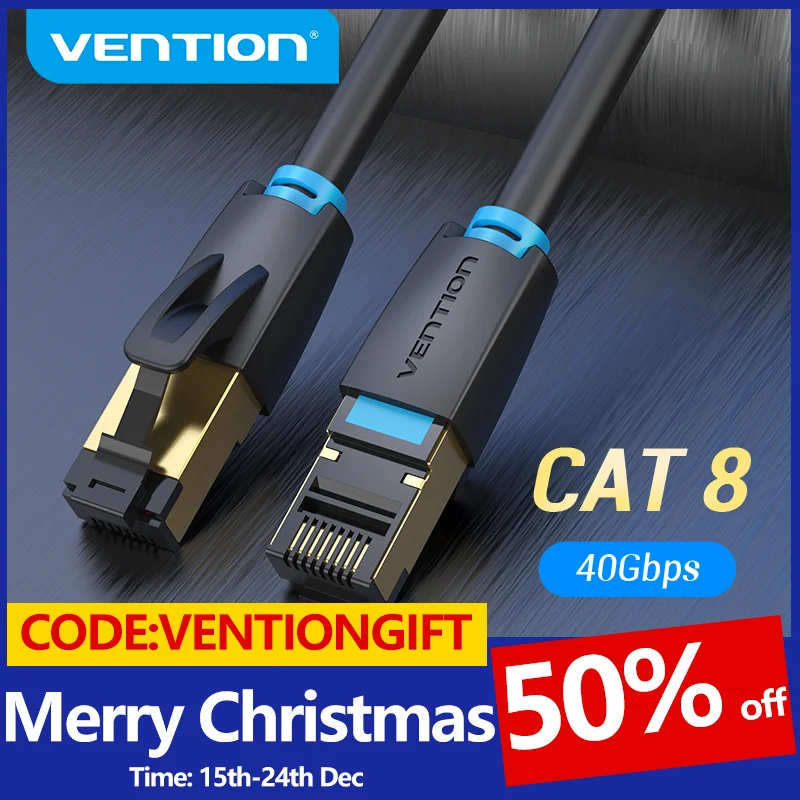  15 метров Vention Cat8 Ethernet кабель STTP 40 Гбит/с 2000 МГц Cat 8 RJ45 сетевой патч-корд для маршрутизатора модем интернет RJ 45 Ethernet кабель 