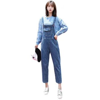 

Sen Female Department Cowboy Bib Young Girl 2020 Pack Student Loose Joker Cute Siamese Nine Points Pants