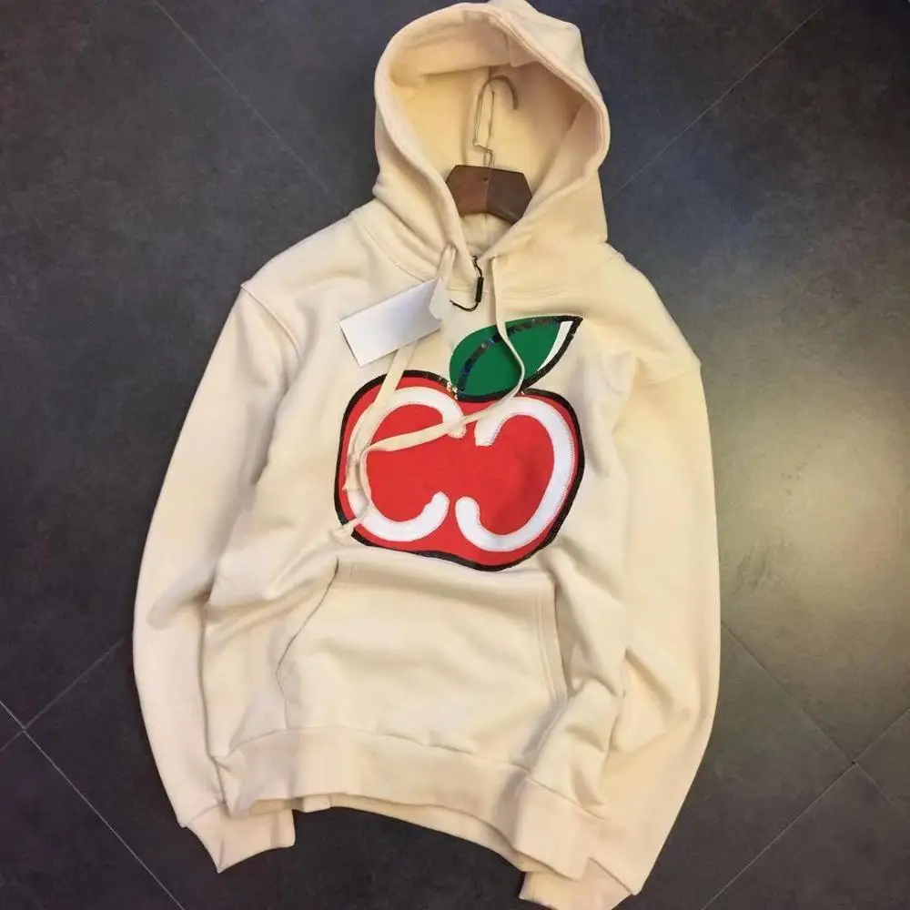 Woman Hoodies Fashion Apple Embroidery Printed Letter Winter Sweatshirt Casual Hooded Sweatshirts Have a logo Lovers Pullovers