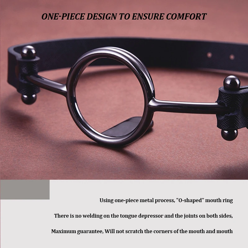 BDSM Sex Toys Erotic Bondage Mouth Fixed tongue High-quality metal one-piece design Soft cowhide Adult Erotic Game For Couples 5