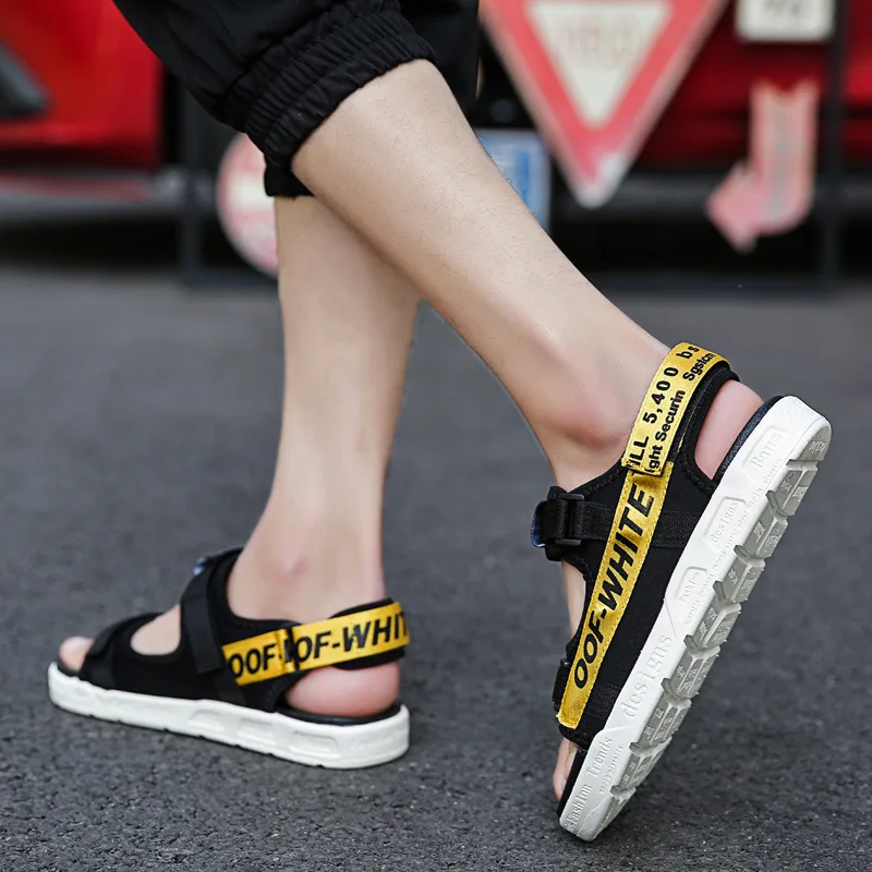 

2018 Summer Unexpectedly Grams MEN'S Sandals Velcro Sandals Anti-slip Sandals Fashion Ribbon Ribbon Sandals