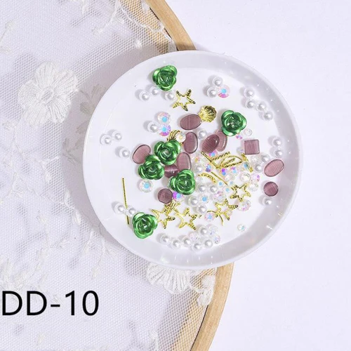 3D Стразы для ногтей, 1 коробка, смешанные украшения для ногтей, натуральный цветок розы, товары для рукоделия, хрустальные цветочные украшения DD1-10 - Цвет: DD10