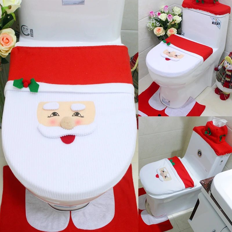 Чехол подушки сиденья для унитаза рождественские украшения цельный Санта Клаус шаблон крышка сиденья для унитаза Товары для ванной комнаты