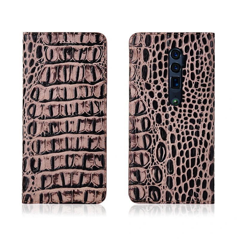 

Crocodile Back Pattern Genuine Real Leather Magnetic Flip Phone Bag For OPPO Reno 10x Zoom/OPPO Reno Phone Case Leather Coque