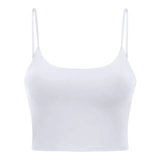 Solid Color Lulu Sport Tank Top Women Fitness Bra Yoga Vest No Rims With Chest Pad Butter Soft Beauty Back Half Sling Gym Clothe White