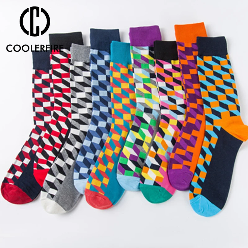 WD029-9pairs 9 пар счастливой личности модные популярные носки для мужчин и женщин любителей высокие хлопковые носки - Цвет: WD029-9pairs