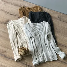 Mooirue зима женский Kawaii вязаный свитер с v-образным вырезом вязаный тонкий кардиган свободный свитер Femme красный серый свитер