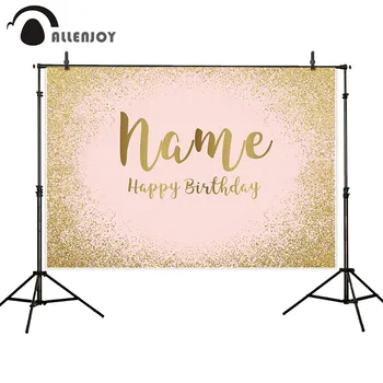 

Allenjoy Bokeh Backdrop Happy Birthday Glitter Golden Dots Pink Party Wall Photozone Twinkly Girl Party Banner Decor Supplies